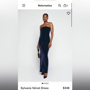 Reformation Sylvania Velvet Dress Danube - Size XS